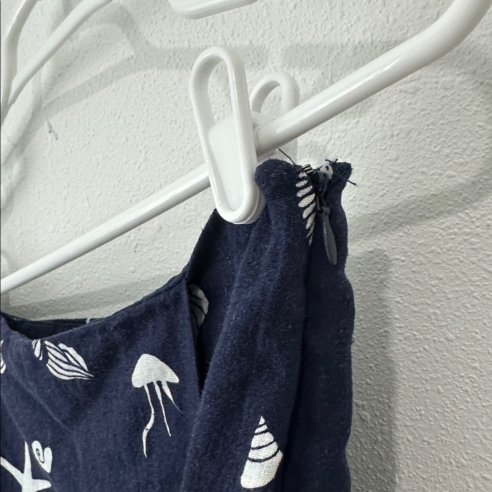 Navy blue linen-blend skort - Picture 7 of 8